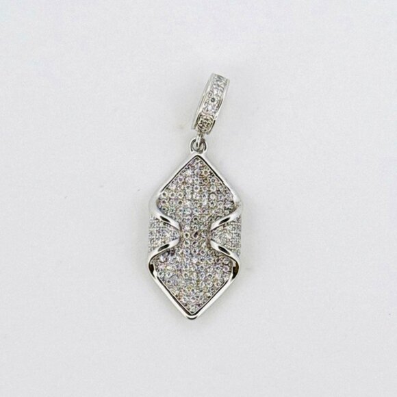 Unbranded Jewelry - Brand New Sterling Silver 925 Micro Pave White Crystal Pendant Sparkling Design